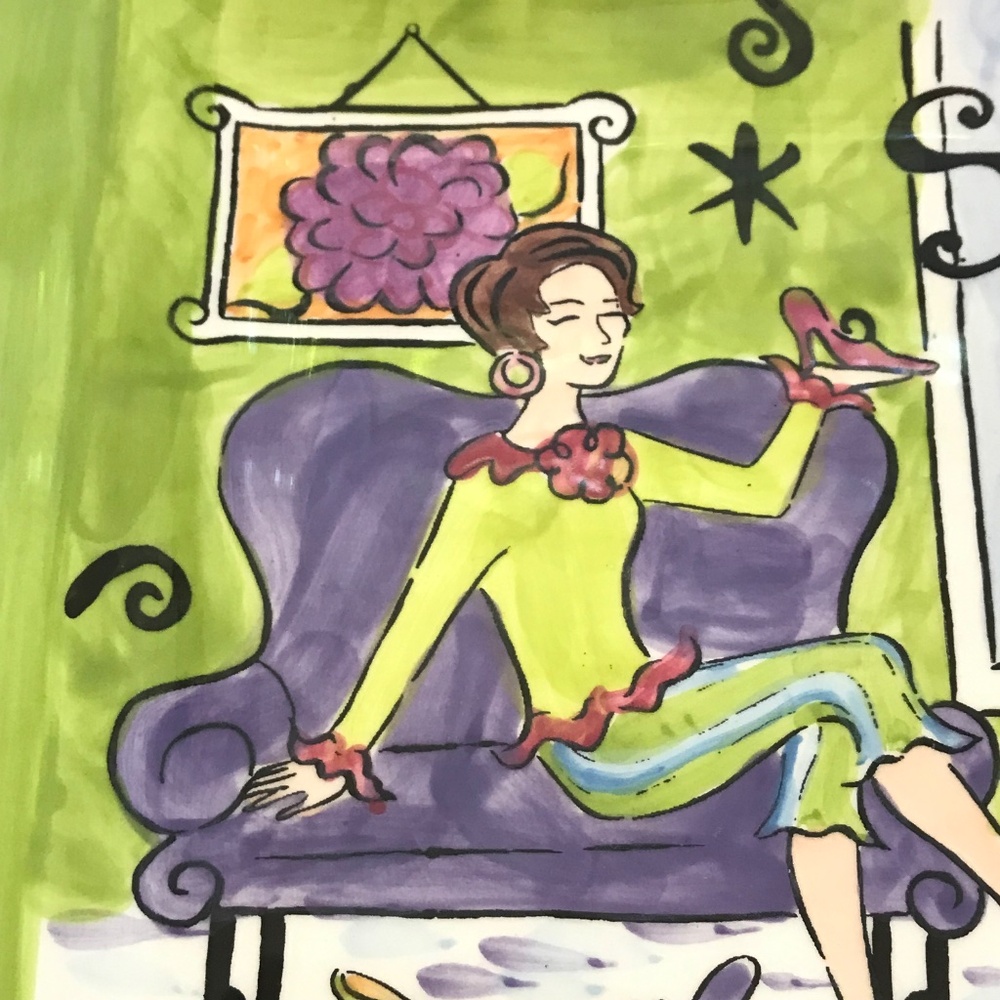 Whimsical “Shoe Girl” Ceramic Plate Jennifer Brinley Certified International - Picture 3 of 14